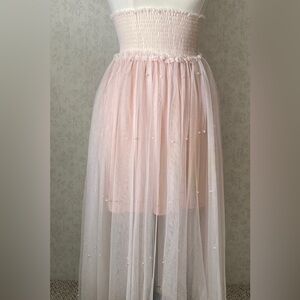 Pink Beaded Tulle Skirt